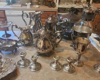 Silver plated serving pieces