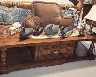 Coffee table and duck decoys