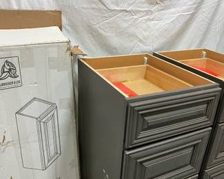 Kitchen cabinets--Two lower drawer units, one upper and sheet of door skin