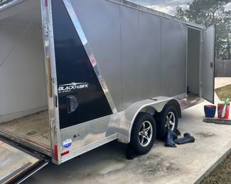 16 ft, 18 ft to tongue, triple door, dual axle enclosed trailer with winch! Can presale!