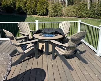 This Family Leisure. Propane  Firepit and Chairs are 1 year old and will be Sold on a Bid Basis.  The starting Bid will be  $1800. All Bids will be accounted at 4:30 pm Saturday at close of Sale Day.   Bid sheets will be at Check Out Desk on lower level 