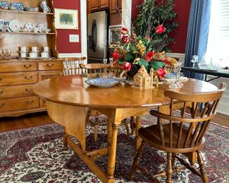 Just one of the sweetest, prettiest Dining Areas I have ever seen.  Hard Rock Maple drop leaf table w Butterfly supports and 2 10” leafs.  
