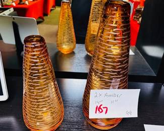 Amber glass vases
