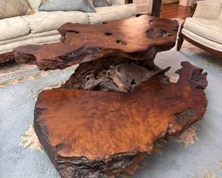 Amazing 2 tiered Redwood table from California