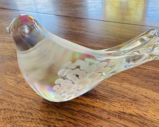Vintage Iridescent Art Glass Bird FIGURINE PAPEPWEIGHT 
