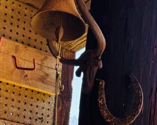 Cast-iron bell and horseshoes