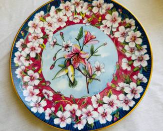
Cherry Blossom Festival Plate Charger Pink Flower Hummingbird 
Artist: Mark Ballard 