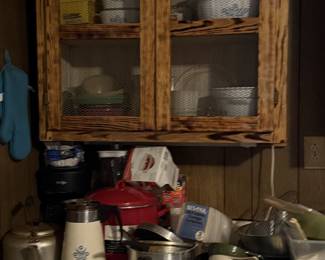 Corning ware and kitchen items, coffee pot, blender