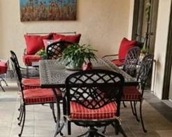 Hugh quality patio set with delux fade resistant cushions.