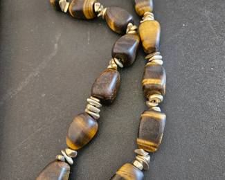 Large unfaceted tiger eye nugget necklace
