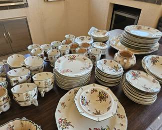 Old Leeds Spray by Royal Doulton with large size egg cups