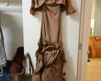 Elegant mermaid flounce designer evening gown with bolero jacket