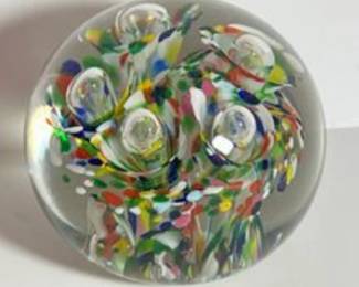 Zimmerman Signed Glass Paperweight