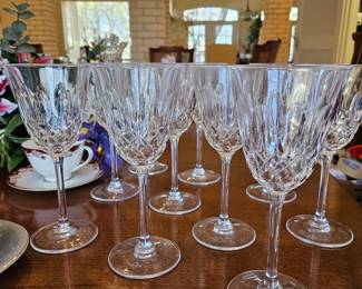 Unmarked crystal wine goblets