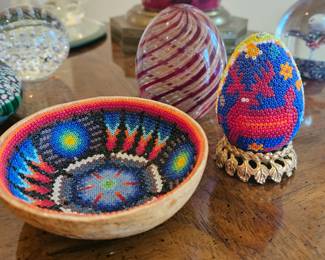 Chiapas beaded bowl and egg.