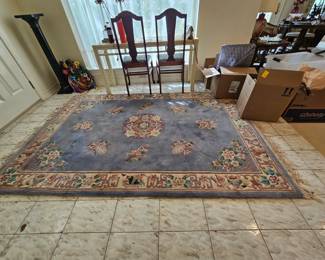 4x6 Chinese rug and 6' runner in soft sky blue