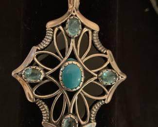 Carolyn Pollack turquoise, onyx, & topaz sterling silver enhacer