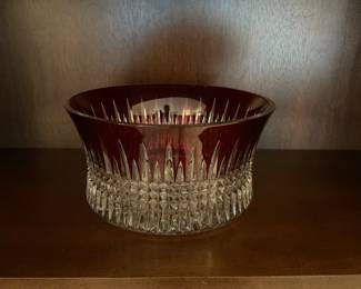 Waterford Crystal Lismore Diamond Ruby Centerpiece Bowl. Artist signed