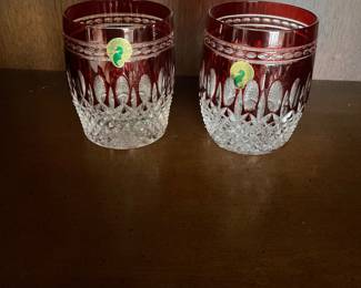 Waterford Crystal Clarendon ruby cut to clear double highballs