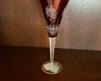 Waterford Crystal Ruby Snow Crystals champagne flute. There are 2 pair