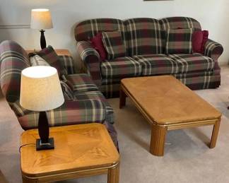 Five Piece Living Room Set With Pair Of Lamps 