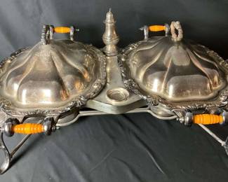 Ornate SilverPlated Double Chafing Dish 