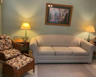 Living Room Furniture Set with Wicker Lounge Chair 