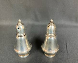 Pair Of May Flower Sterling Weighted Salt And Pepper Shakers 