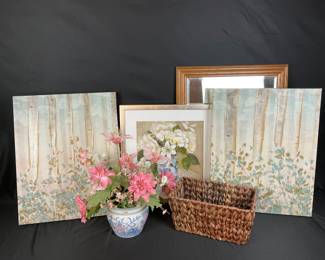 2 Mirrors, 3 Prints Decor 