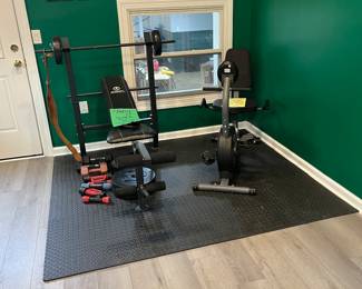 Work out equipment, bench , weights , 