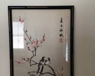 Oriental watercolor on silk