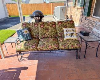2 side tables with glass tops and metal bench available. 
