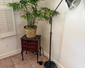 Pottery barn floor lamp and side table piece with drawers. 