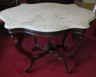 Victorian Turtle Marble Top Parlor Table