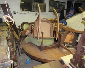 Garage Full of Antique Furniture! We Will Have It All Unstacked & On Display By Auction Morning! Who Knows What We Will Find In Here!!