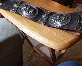 Silver concho belt with turquoise stones