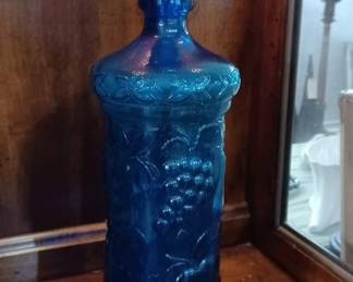 Huge mid century EMPOLI Italy tall bottle with stopper.  