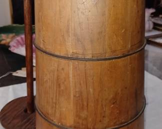 sweet old primitve tall wooden churn in great condition