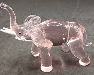 art glass pink elephant, murano probably