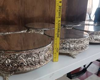old silverplate store displays with mirror tops