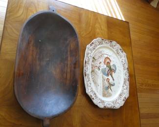 Wooden bowl and serving platter