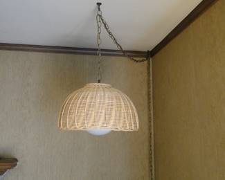 Wicker swag lamp