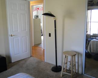 Nice heavy tall lamp, and small sturdy stool