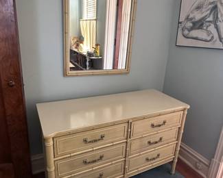 Faux Bamboo dresser + mirror