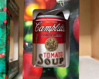 Campbell's soup can ornaments in box, collectible