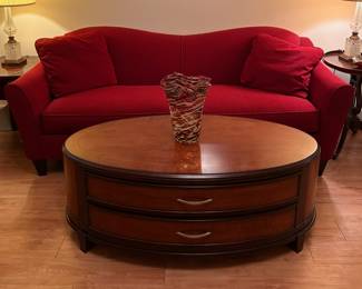 Graceful couch with serpentine back and 2 drawer coffee table