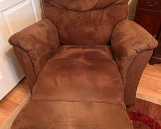 brown leather mechanical recliner, excellent condition