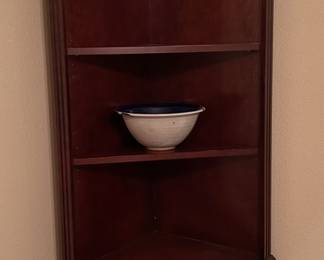 lighted wood corner shelf