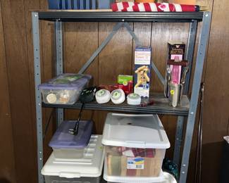 1 of Several Metal Racks Full of Crafting Supplies