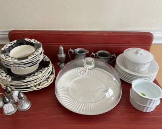 Black & White Dishes, Glass Cloche Misc. Dishes & Pewter